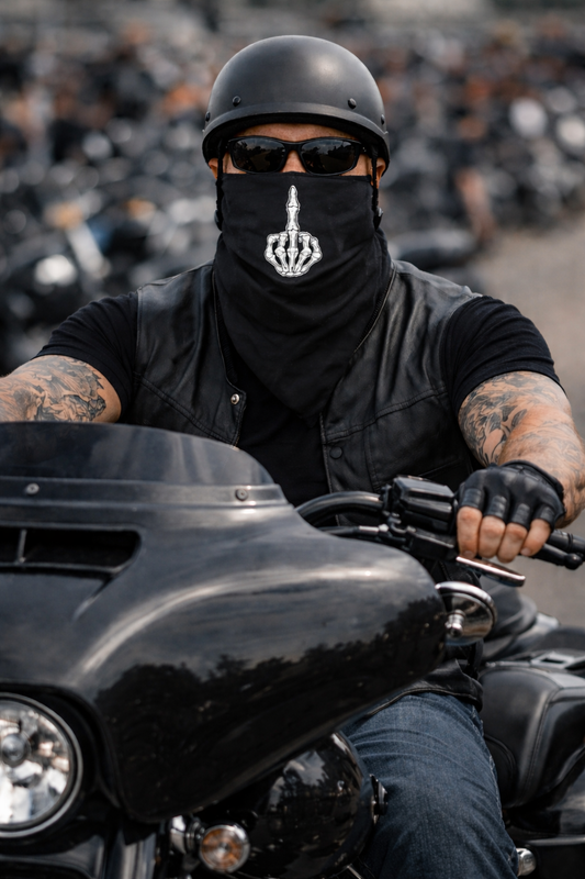 Skeleton Middle Finger Biker Bandana | Outlaw Motorcycle Face Cover | Skull Biker Bandana | Bagger Life Rider Bandana | Motorcycle Rider Gear