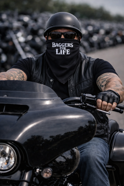 Baggers For Life Biker Bandana | Outlaw Motorcycle Face Cover | Bagger Rider Gear