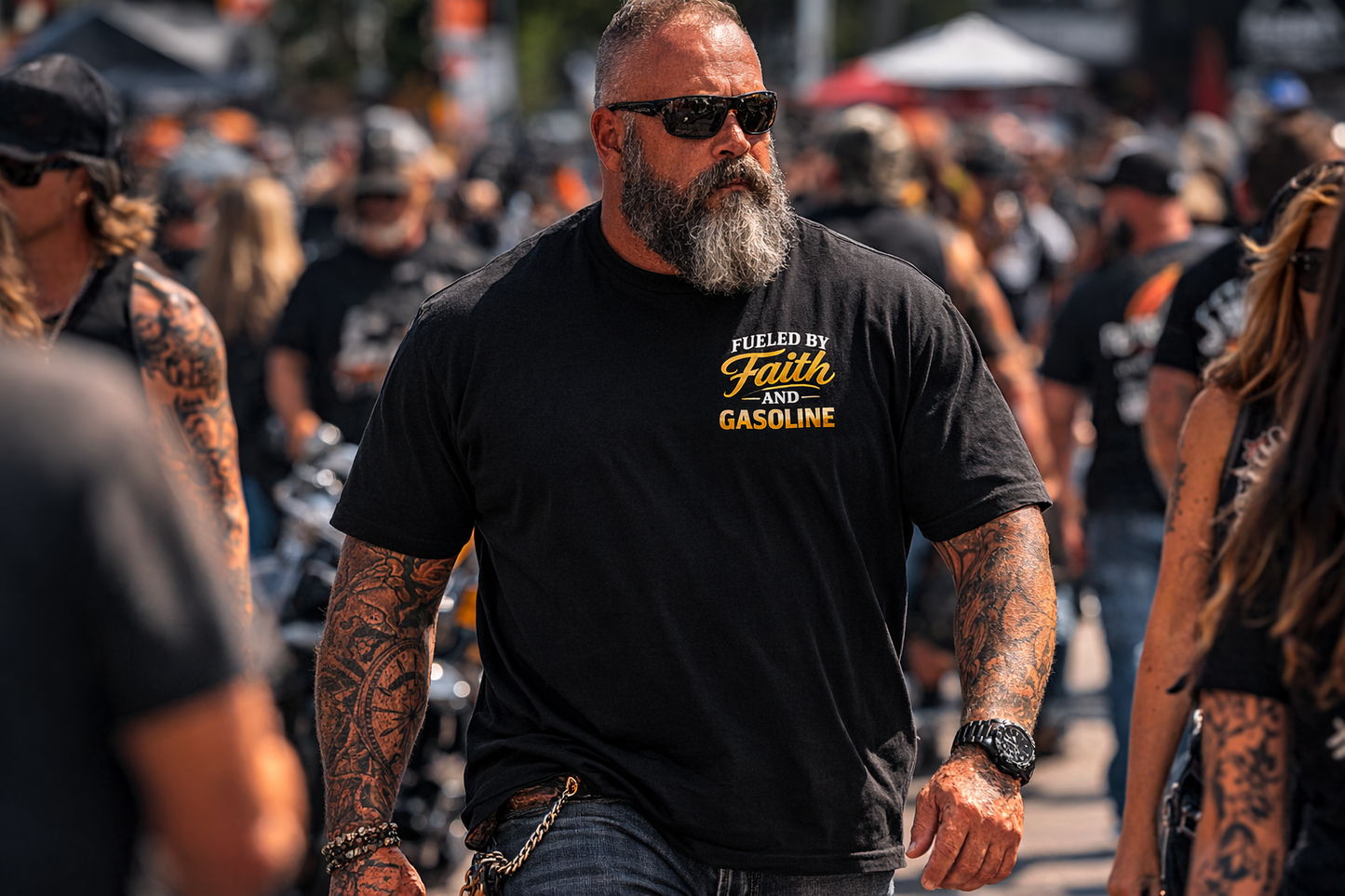 Fueled By Faith and Gasoline |Bagger Motorcycle Shirt Christian Club Style Bagger Lif