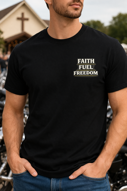 Saved By Grace Biker T-Shirt Christian Motorcycle Tee Riding For The King Faith Bagger Back Patch